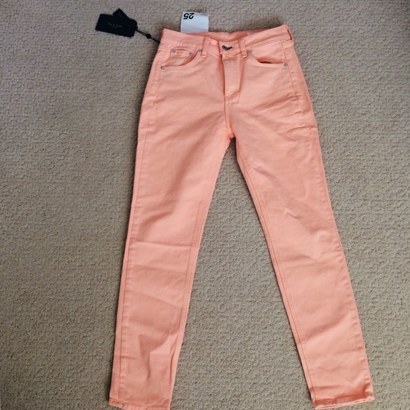 Rag & Bone High Rise Skinny Jeans salmon color - Picture 7 of 8